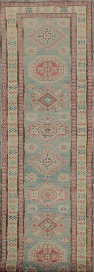 Vegetable Dye Kazak Handmade Runner Rug 3x13
