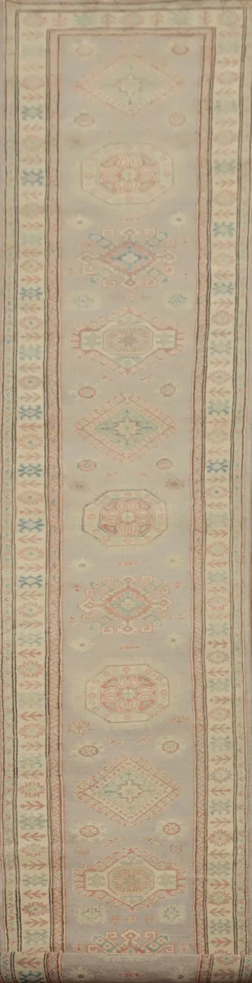 Vegetable Dye Kazak Handmade Runner Rug 3x20