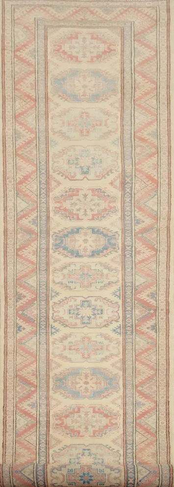Vegetable Dye Kazak Handmade Runner Rug 3x14