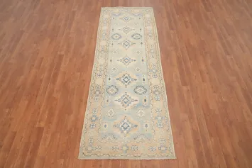Vegetable Dye Kazak Light Blue Runner Rug 3x8