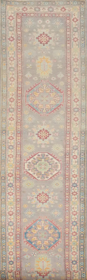Vegetable Dye Kazak Oriental Runner Rug 3x14
