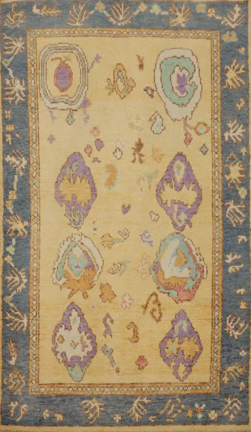 Vegetable Dye Oushak Handmade Rug 3x5