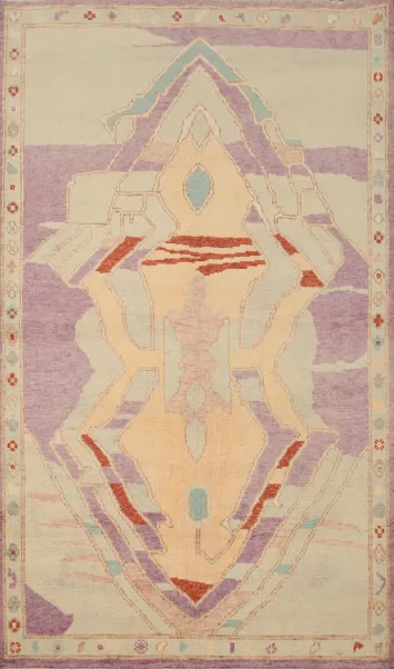 Vegetable Dye Oushak Handmade Wool Rug 4x7
