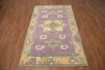 Purple Wool Handmade Oushak Vegetable Dye Rug 4x7
