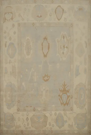Muted Gray Wool Oushak Vegetable Dye Area Rug 8x10