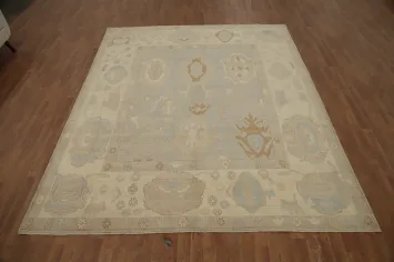 Muted Gray Wool Oushak Vegetable Dye Area Rug 8x10