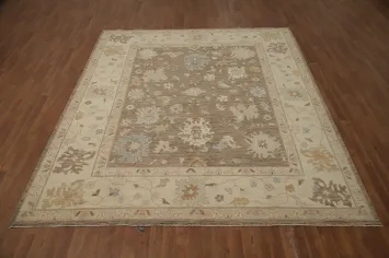 Floral Brown Oushak Vegetable Dye Area Rug 8x10