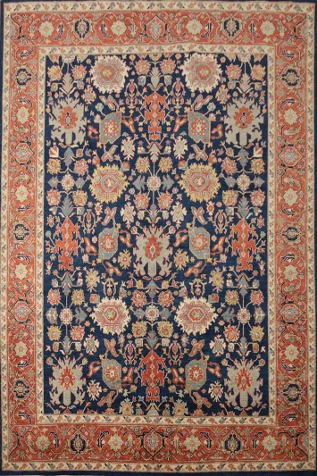 Blue Floral Ziegler Vegetable Dye Area Rug 8x10