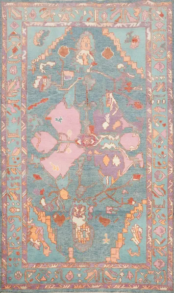Handmade Blue Oushak Vegetable Dye Rug 4x7
