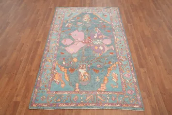 Handmade Blue Oushak Vegetable Dye Rug 4x7