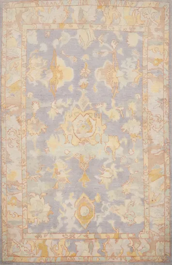Floral Light Purple Oushak Vegetable Dye Rug 5x7