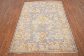Floral Light Purple Oushak Vegetable Dye Rug 5x7