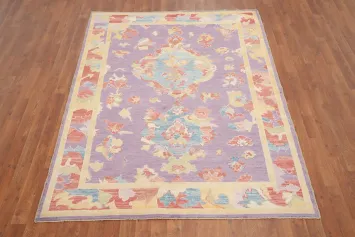 Light Purple Wool Oushak Vegetable Dye Rug 5x7