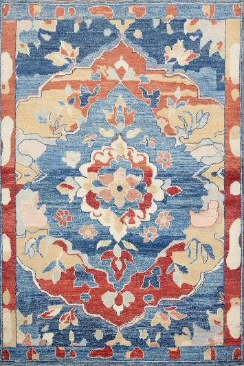 Vegetable Dye Oushak Handmade Wool Rug 5x7