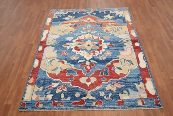 Vegetable Dye Oushak Handmade Wool Rug 5x7