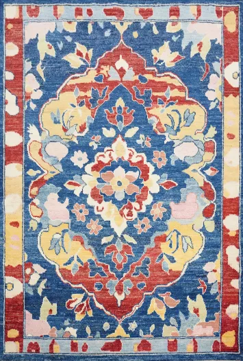 Handmade Blue Oushak Vegetable Dye Rug 5x7