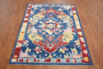 Handmade Blue Oushak Vegetable Dye Rug 5x7
