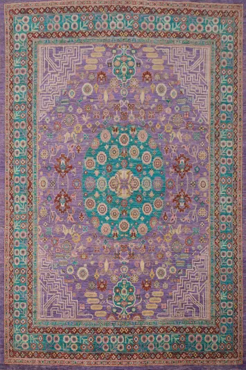 Purple Wool Floral Ziegler Vegetable Dye Area Rug 8x10