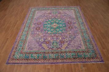Purple Wool Floral Ziegler Vegetable Dye Area Rug 8x10