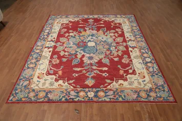 Red Floral Oushak Vegetable Dye Area Rug 8x10