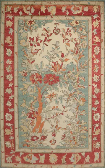 Floral Oushak Vegetable Dye Large Rug 10x14