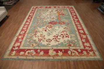 Floral Oushak Vegetable Dye Large Rug 10x14