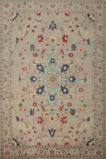Floral Wool Medallion Kazak Vegetable Dye Area Rug 8x10