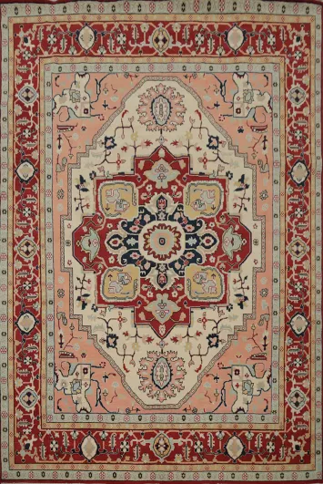 Geometric Wool Heriz Serapi Vegetable Dye Area Rug 8x10