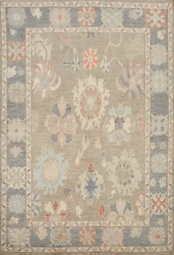 Vegetable Dye Oushak Handmade Wool Rug 5x7