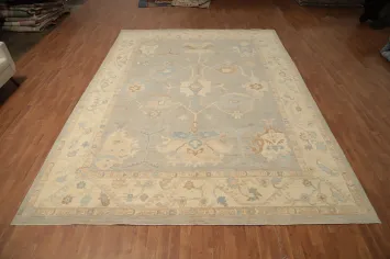 Gray Wool Oushak Vegetable Dye Large Rug 10x14