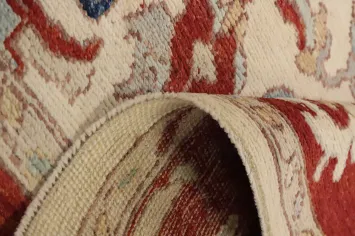 Ivory Wool Floral Oushak Vegetable Dye Area Rug 6x9