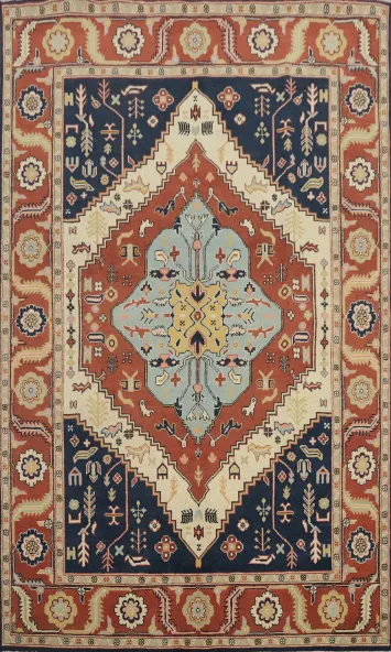 Vegetable Dye Heriz Serapi Handmade Area Rug 6x9