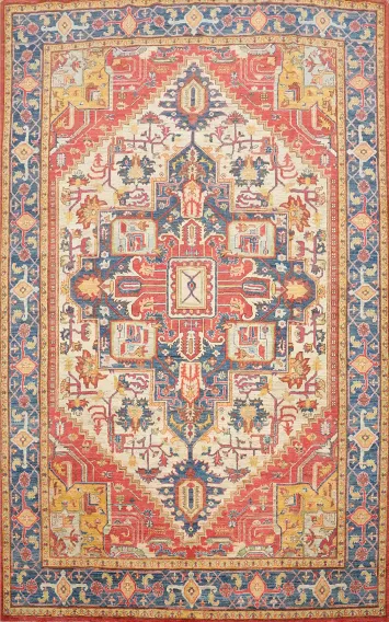 Geometric Heriz Serapi Vegetable Dye Area Rug 8x10