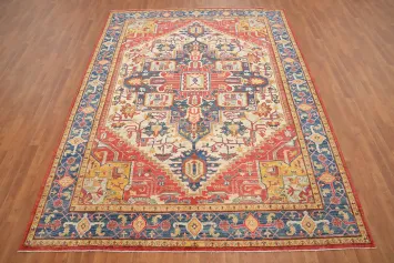 Geometric Heriz Serapi Vegetable Dye Area Rug 8x10
