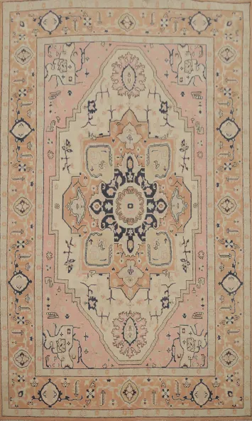 Vegetable Dye Heriz Serapi Geometric Wool Area Rug 6x9