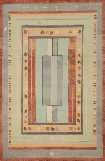 Vegetable Dye Geometric Gabbeh Persian Area Rug 6x9