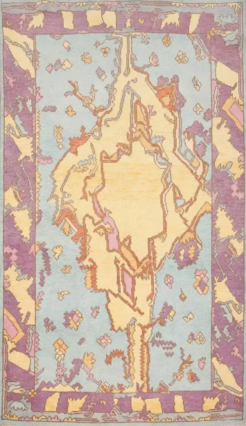 Vegetable Dye Oushak Handmade Wool Rug 4x7