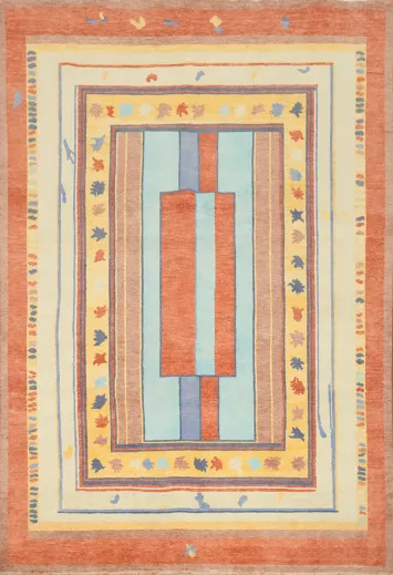 Geometric Gabbeh Vegetable Dye Area Rug 6x8