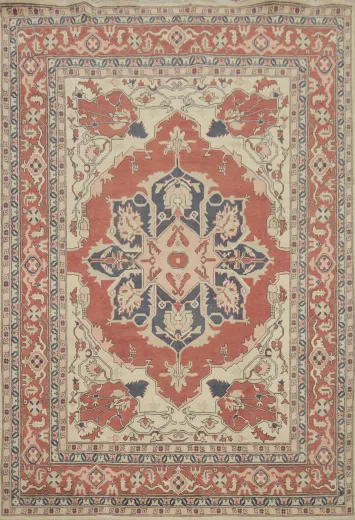 Medallion Wool Heriz Serapi Vegetable Dye Area Rug 8x10