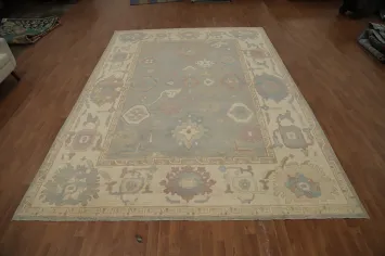 Vegetable Dye Oushak Gray Wool Large Rug 10x14
