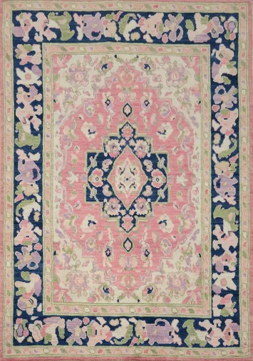 Handmade Pink Oushak Vegetable Dye Rug 5x7