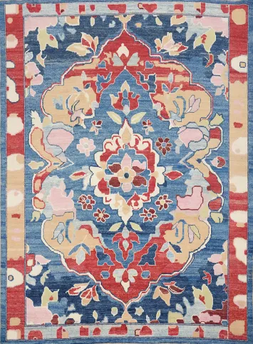 Vegetable Dye Blue Oushak Square Area Rug 8x8