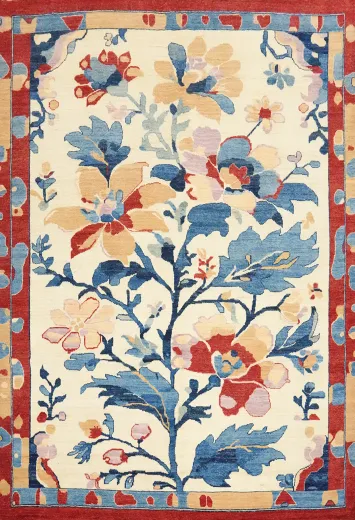 Vegetable Dye Oushak Floral Wool Area Rug 8x10