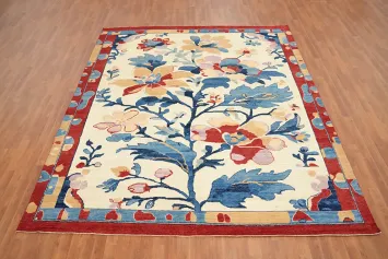Vegetable Dye Oushak Floral Wool Area Rug 8x10