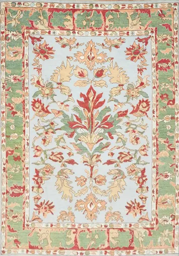 Vegetable Dye Oushak Light Blue Area Rug 8x10