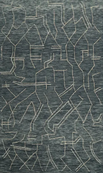 Slate Abstract Area Rug 5x8 with Modern Line Designs