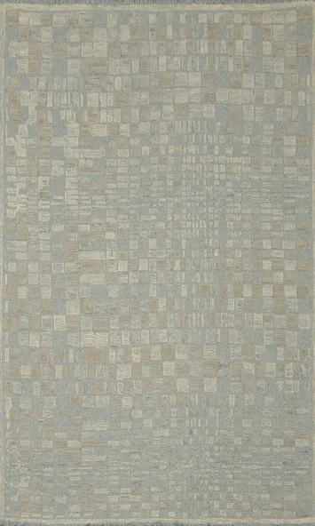 Textured Tranquility: A Cool-Toned Geometric Modern Area Rug 5x8