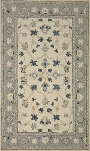 Hand Tufted Wool Oushak Floral Area Rug 5x8