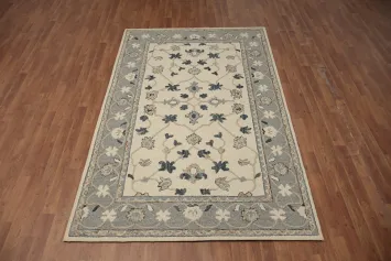 Hand Tufted Wool Oushak Floral Area Rug 5x8