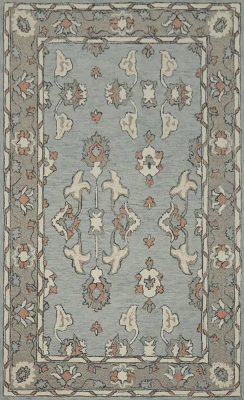 Hand tufted Oushak Floral Wool Area Rug 5x8